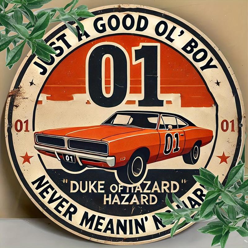 Vintage Car Round Sign, 1 Count Retro Car Round Sign, Wall Decor for Home Living Room Bedroom Bar Pub, Home Decor, Room Decor