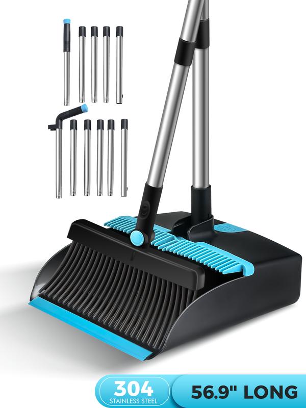 B..I .M. ..Z .U.C Broom and Dustpan Set for Home, Steel Dust Pan with 56.9