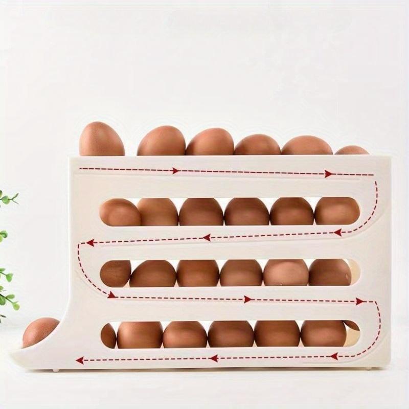 Large Capacity Automatic Rolling Egg Box, 1 Count Multi-layer Egg Storage Rack, Kitchen Organizer for Refrigerator, Cabinet, Shelf & Counter