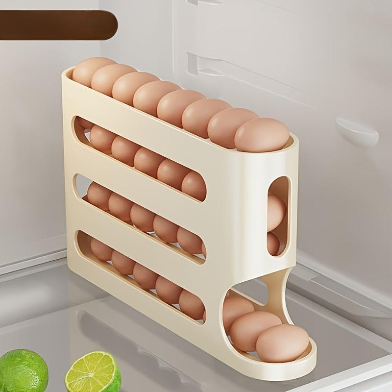 Large Capacity Automatic Rolling Egg Box, 1 Count Multi-layer Egg Storage Rack, Kitchen Organizer for Refrigerator, Cabinet, Shelf & Counter