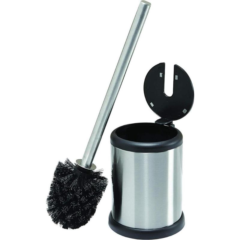 Toilet Brush and Holder | Self Closing Lid | 360 Degree Brush Head | Bathroom Cleaning | Compact Size | Storage and Organization | Stainless Steel(Creative Life Pavilion)