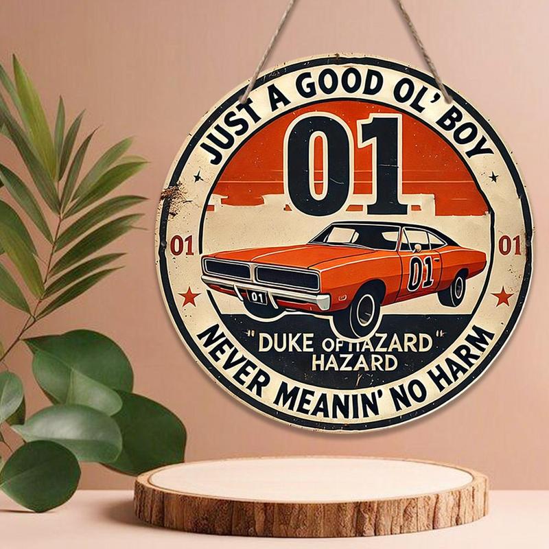 Vintage Car Round Sign, 1 Count Retro Car Round Sign, Wall Decor for Home Living Room Bedroom Bar Pub, Home Decor, Room Decor