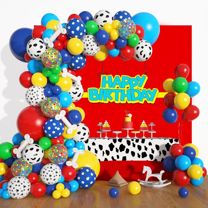 155pcs Paw Balloon Garland Kit, Dog Bone & Paw Print Foil for Puppy-Themed Boy Birthday Party