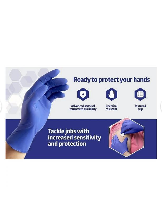 Medline FitGuard Prime Nitrile Exam Gloves, Disposable Gloves, Dark Blue, 250 Count Rubber Box Cleaning Personal