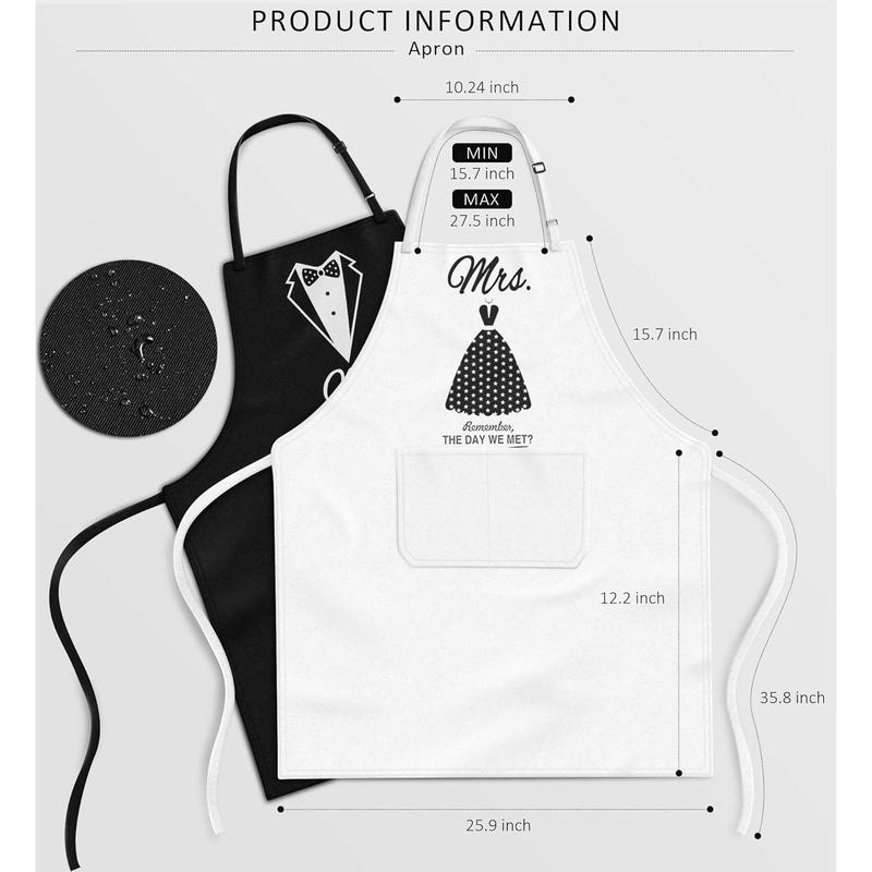 Mr and Mrs Aprons for Couples Gifts - Anniversary, Bridal Shower, Wedding, Engagement gifts for Couples, Christmas Gifts for Couple, His and Her Gifts, 8 Pack Cooking Apron Gift Set