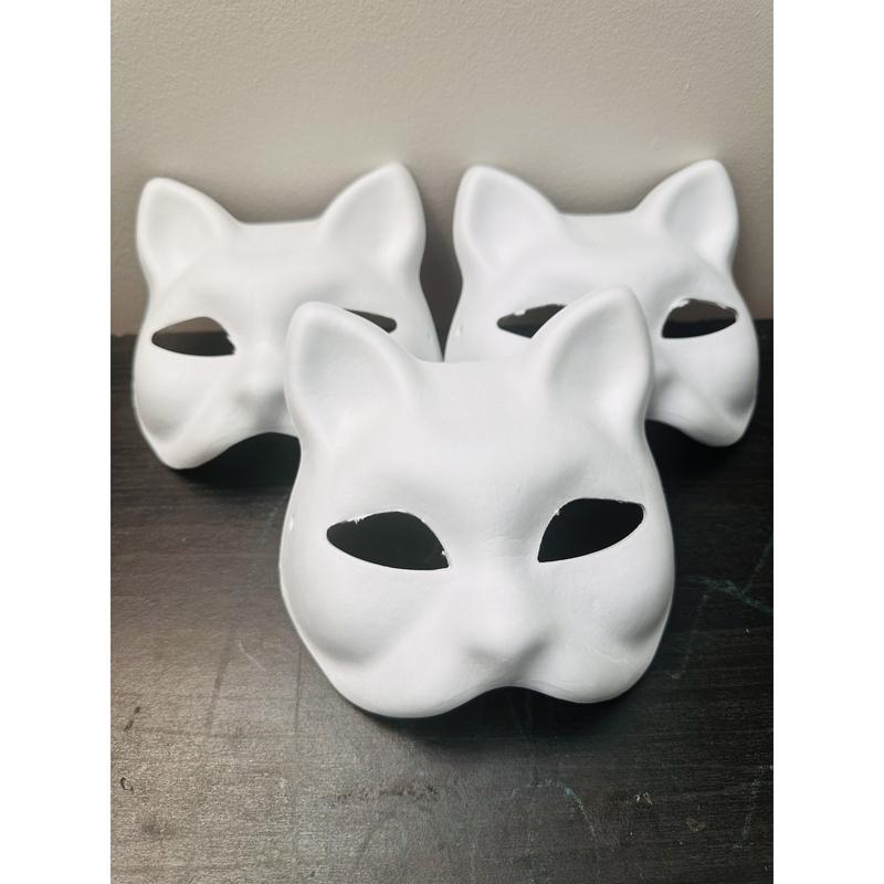 Therian Cat Mask, Blank Paper Mache Masks, Feline Plain Mask, DIY Felted Paper Mask, Create Your Own Therian Cat Mask Accessories Lightweight Comfortable Paint