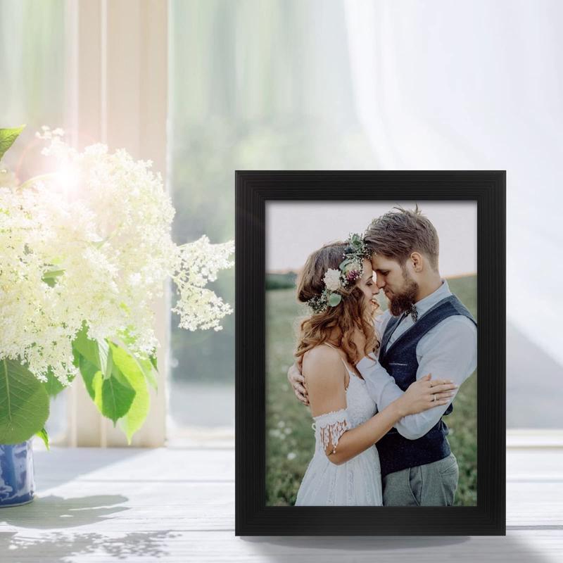 2-pack 5x7 picture frames, black picture frames for wall and tabletop display, durable plastic picture frames with clear plexiglass,