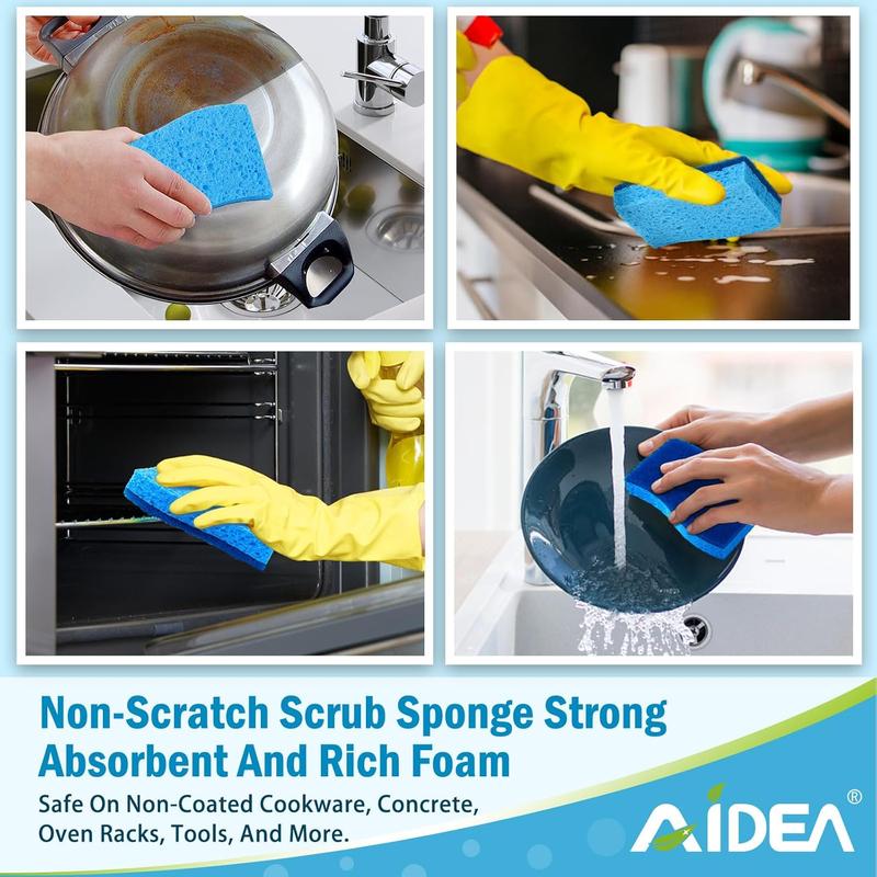 Non-Scratch Scrub Sponge-24Count, Sponges for Dishes, Sponges Kitchen, Cleaning Sponge, Cleans Fast without Scratching, Stands Up to Stuck-on Grime, Cleaning Power for Everyday Jobs