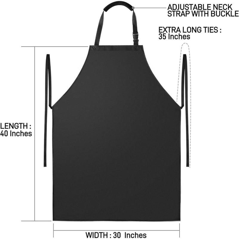 Waterproof Apron with Comfortable Adjustable Bib, Rubber Vinyl Dishwasher Apron for Men, Women. Heavy Duty Plastic Apron for Dishwashing Restaurant Dog Grooming , Black