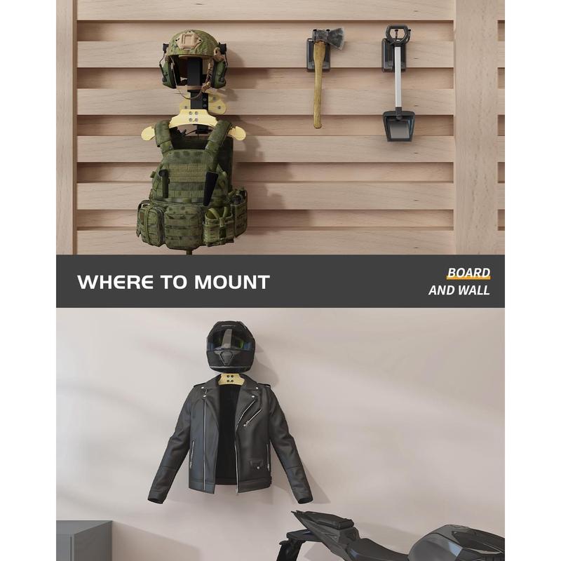 Tactical Gear Wall Mount,Wood Motorcycle Jacket Hanger,Tactical Helmet Holder,Motorcycle Gear Rack,Tactical Vest Wall Mount for Motorcycle Football Police Cycling Skiing