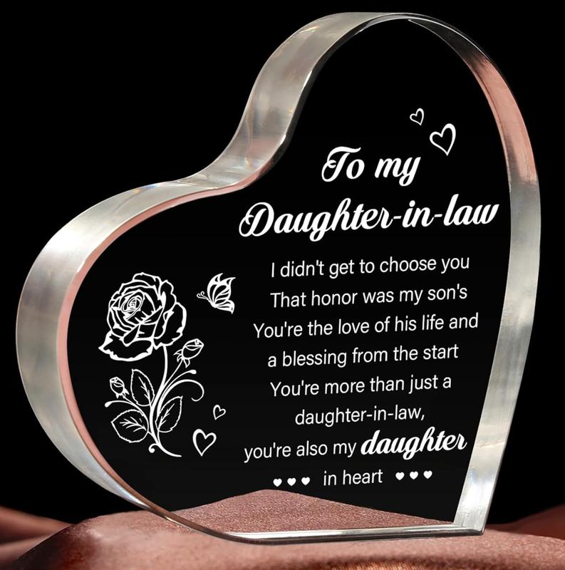 Gifts To My Daughter In Law Gifts Acrylic Heart Keepsake, Birthday Gifts for Daughter In Law from Mother In Law, Mothers Day Gifts Christmas Gifts Wedding Gifts for Future Daughter in Law