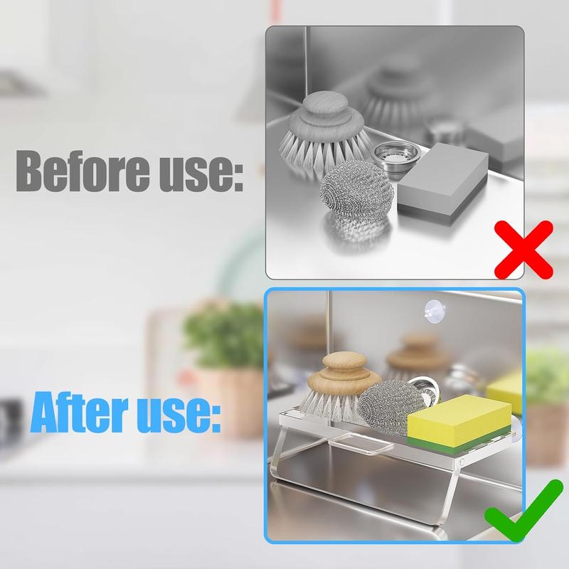 1 Pc 304 Stainless Steel Foldable Drying Holder for Inside Kitchen Sink Organizer for Storage Sponge, Brushes Drying Rack Small Dish Drainer 7.8