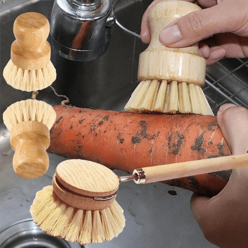 Bamboo Dishwashing Brushes Wooden Dishwashing Brushes Set Can Remove Stubborn Residual Stains Without Scratching Your Kitchen Utensils Easy To Use For Cleaning Kitchen and Dining Utensils Brush