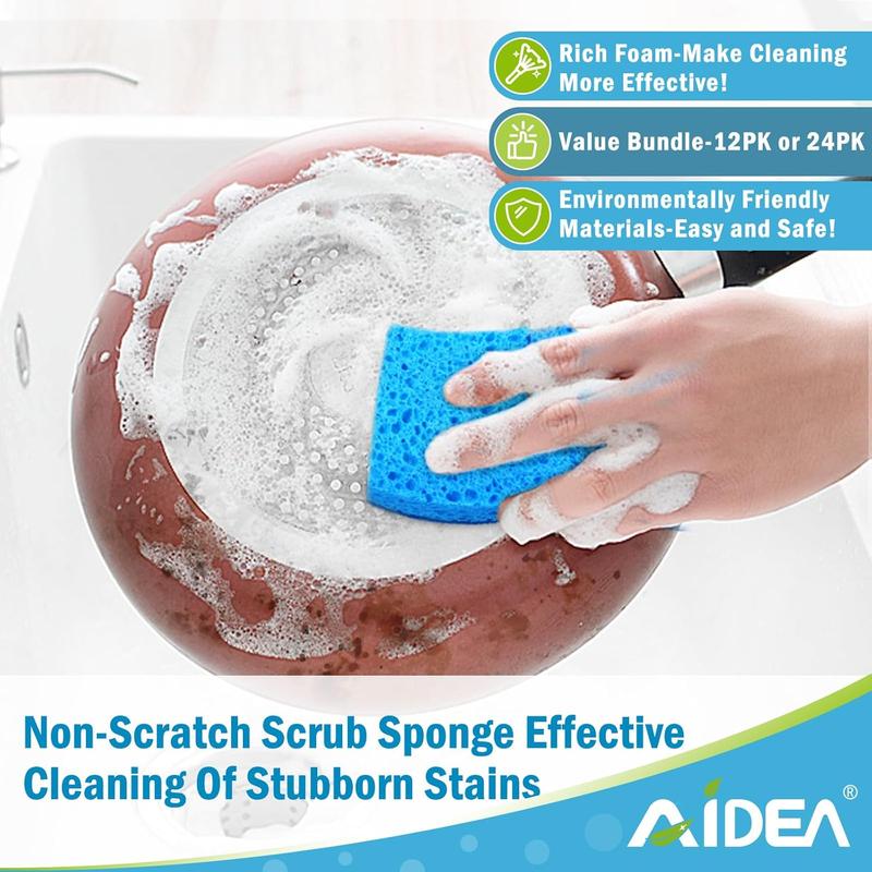 Non-Scratch Scrub Sponge-24Count, Sponges for Dishes, Sponges Kitchen, Cleaning Sponge, Cleans Fast without Scratching, Stands Up to Stuck-on Grime, Cleaning Power for Everyday Jobs