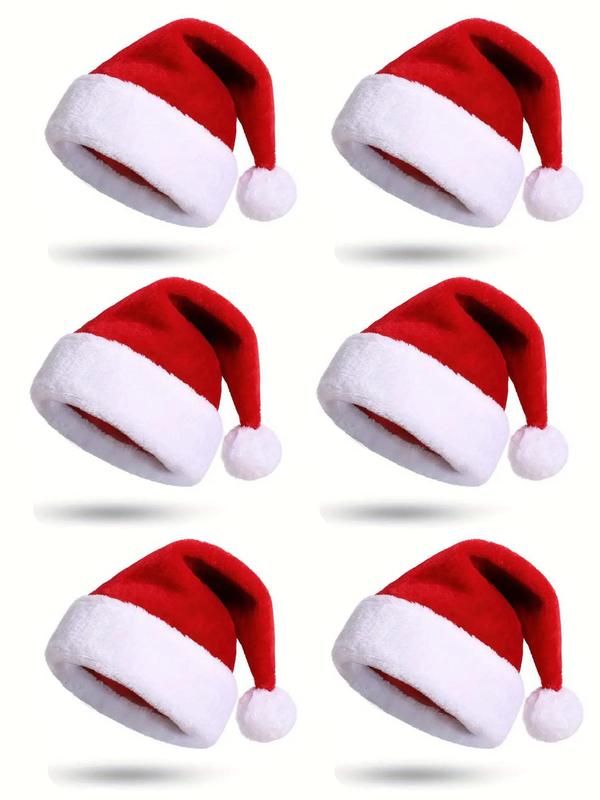 Santa Claus Hat, Pom Pom Decor Christmas Hat, Unisex Christmas Hat for Women & Men, Fashion Accessories for Party, Daily Clothing Decor