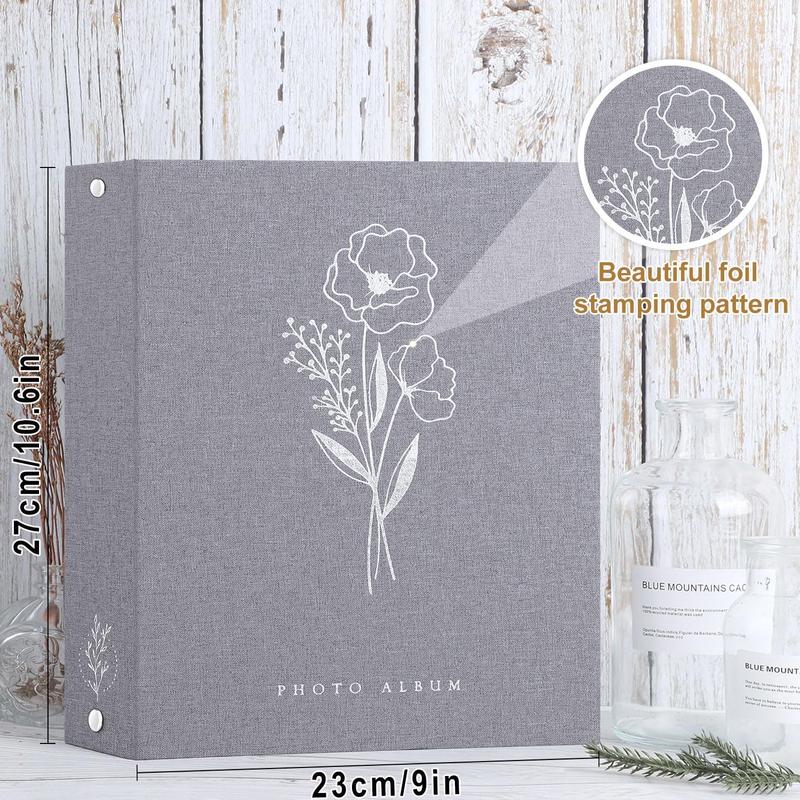 Photo Album Scrapbook 8x10, Linen Hard Cover Archival Acid Free Top Load Pocket Photo Book with Sleeves that Holds 52 Vertical Only 8 x 10 Picture (Grey)