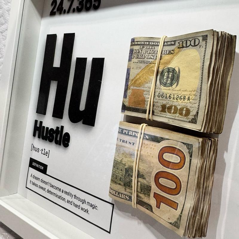 Cash Flow Creations Hyper Realistic Prop Money Art Display - 10x10 Frame Decoration