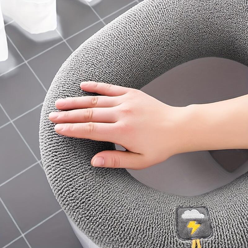 Cozy & Washable Toilet Seat Cover - Soft, Thick Spandex Cushion Mat for Winter Comfort - Fits Most Toilets - Available in Gray, Light Purple, Yellow, Purple, Blue, Christmas Halloween Gift Decoration