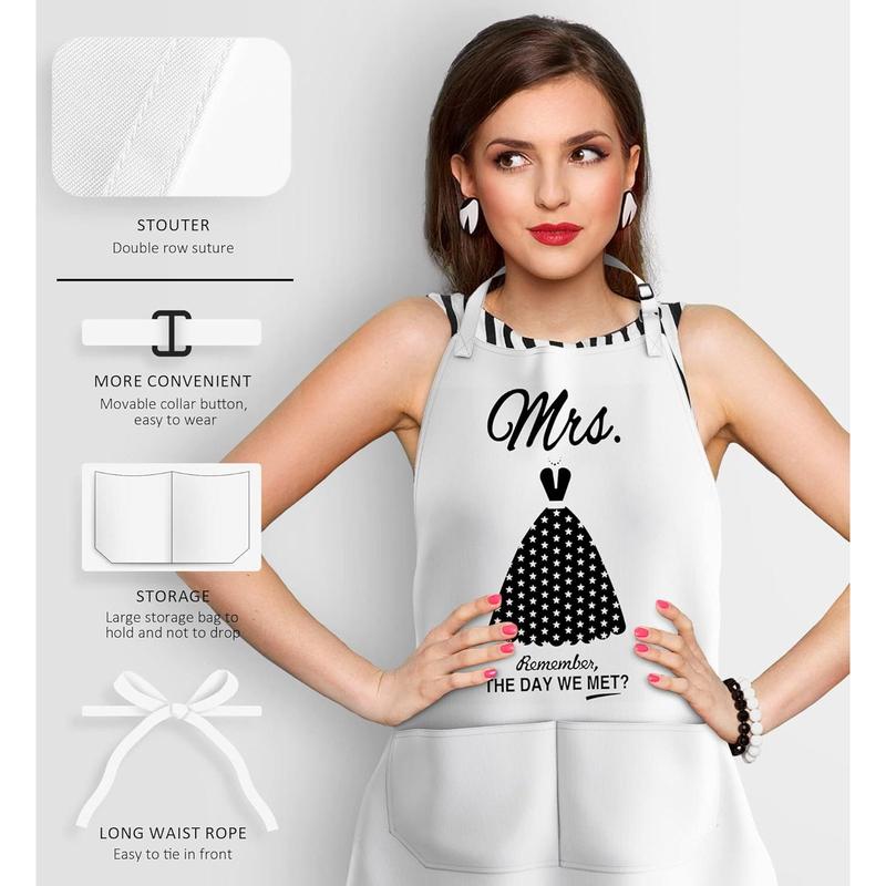 Mr and Mrs Aprons for Couples Gifts - Anniversary, Bridal Shower, Wedding, Engagement gifts for Couples, Christmas Gifts for Couple, His and Her Gifts, 8 Pack Cooking Apron Gift Set