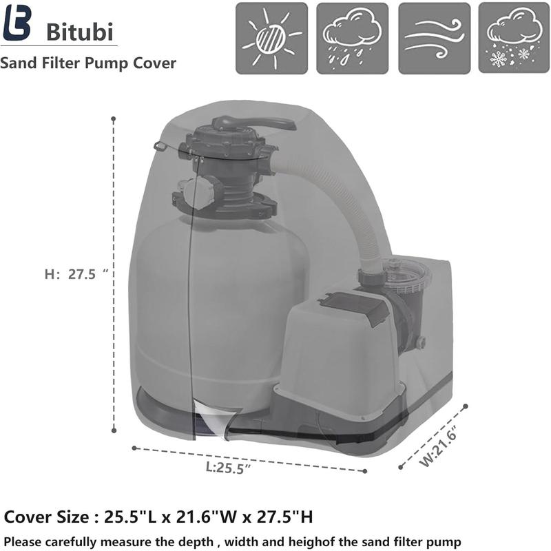 Sand Filter Pump Winter Cover with Plush Lining,Waterproof Above Ground Pool Pump Cover, Protects from Severe Snow and Intense Sun (Universal Style,Black)