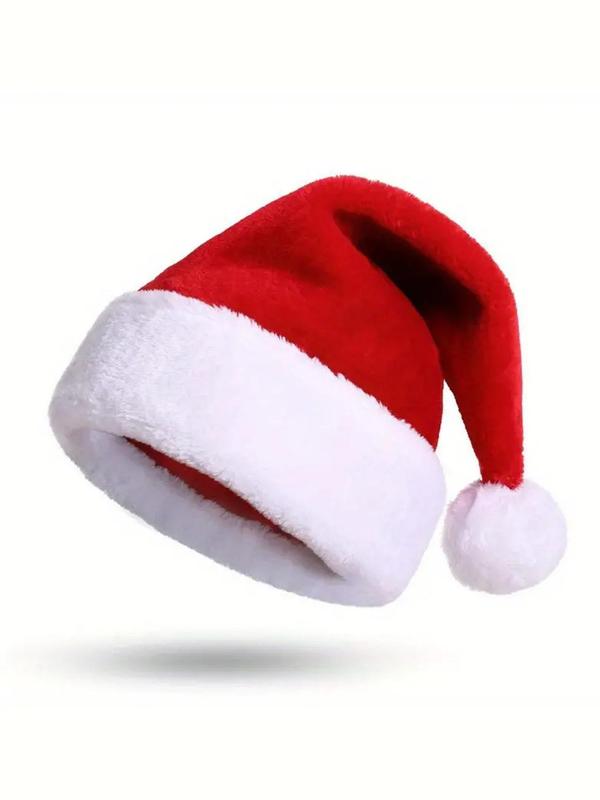 Santa Claus Hat, Pom Pom Decor Christmas Hat, Unisex Christmas Hat for Women & Men, Fashion Accessories for Party, Daily Clothing Decor