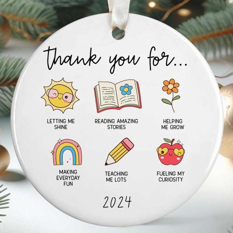 Teacher Gifts - Teacher Christmas Ornament - Teacher Gifts for Women, Teacher Appreciation Gifts - Teacher Gifts for Christmas - Teacher Ornaments for Christmas Tree - Ceramic Christmas Ornament