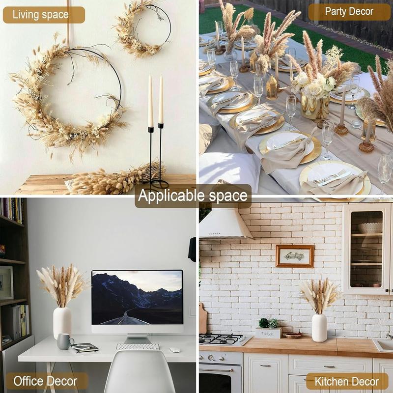 110 PCS Boho Pampas Grass Decor Reed Grass Dried Flowers and Bunny Tails Dried Flowers Natural Dried Pampas Grass Bouquet Pampass Grass for Boho Decor Wedding Home Decoration (5Styles)