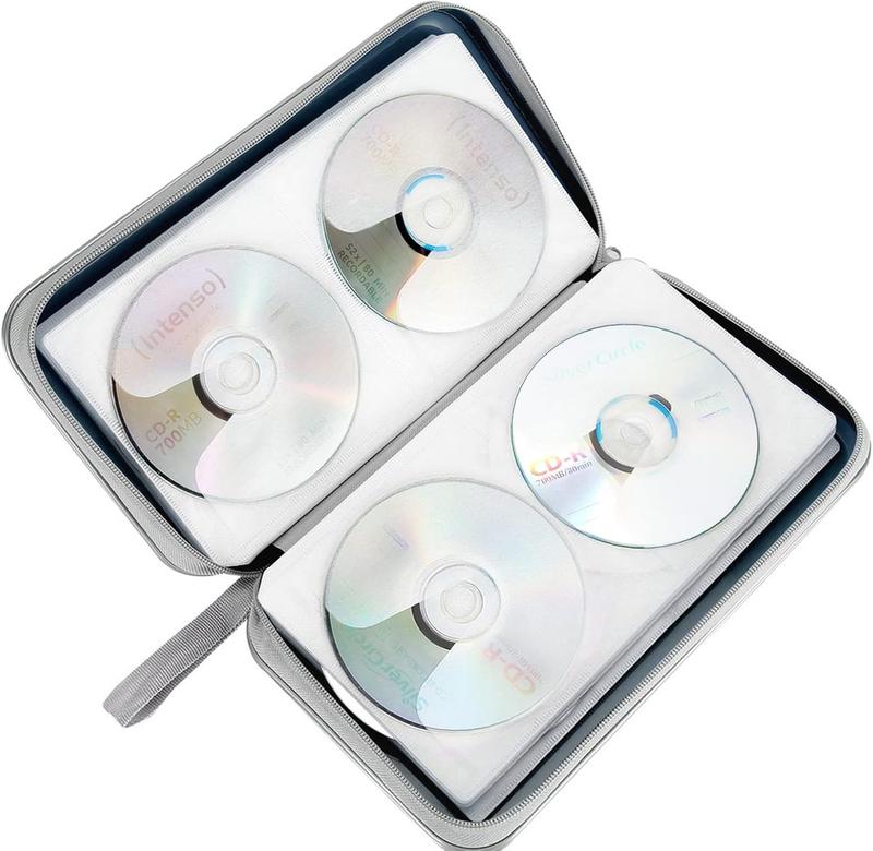 CD Case Holder, 80 Capacity CD DVD Case Holders Wallet Hard Plastic CD DVD Disc Cases Storage Binder for  Home Office Travel (Dark Blue)