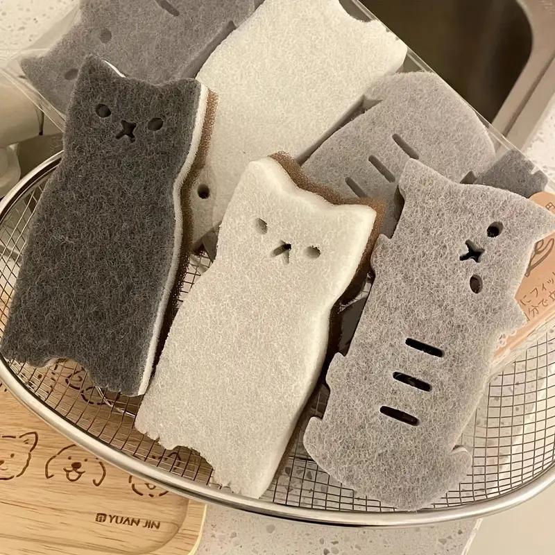 Random Color Cute Cat Design Sponge, Kitchen Cleaning Sponge, Household Cleaning Tool, Cleaning Sponges for Kitchen Bathroom, Kitchen Accessories