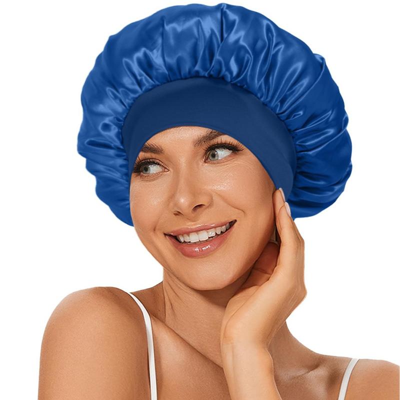 3 Packs Luxurious Satin Bonnet Silk Hair Wrap Set for Curly Hair Elastic Wide Band Women's Sleepwear Accessories for Hair Protection and Style Shower