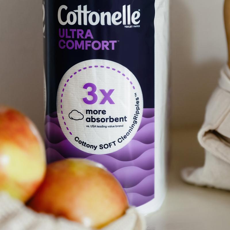 Cottonelle Ultra Comfort Toilet Paper, Soft Tissue, 12 Mega Rolls - Perfect for Your Home - Wipes