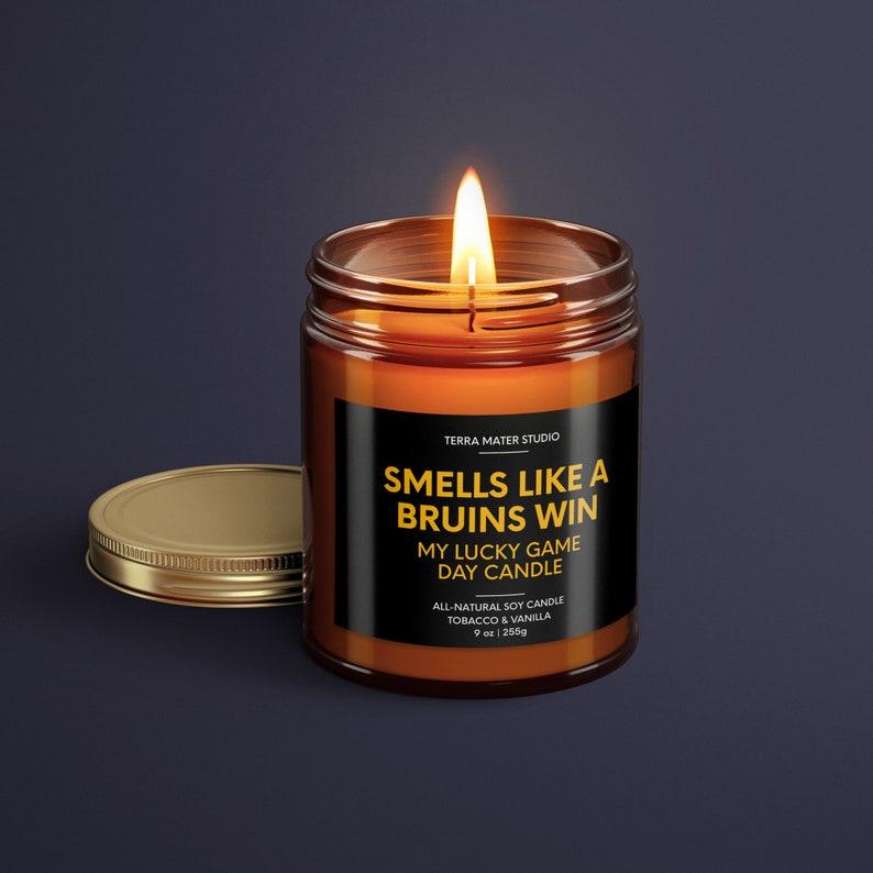 (BLACK LID) 2024 Christmas Gift, Smells Like A Bruins Win Candle | Boston Lucky Game Day Candle | Soy Wax Candle | Bruins Fan Gift | Boston Sport Themed Candle