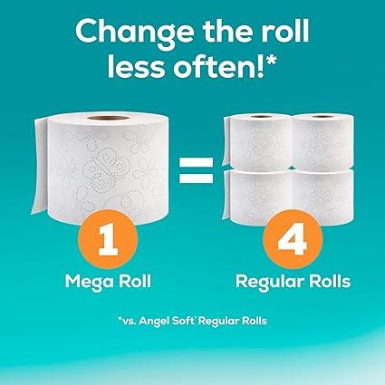 Toilet Paper, 8 Mega Rolls = 32 Regular Rolls, Soft & Strong Toilet Paper Pack Tissue Pack Tissue