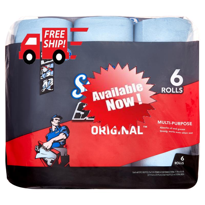 S.c.o..t.t Shop Towels, 6 Rolls, 55 Sheets Per Roll