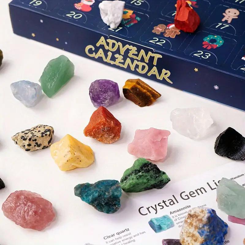 Advent Calendar with 24 Natural Crystal Gemstones, 1 Box 24 Days DIY Surprise Gift, Party Gift for Friends for Christmas