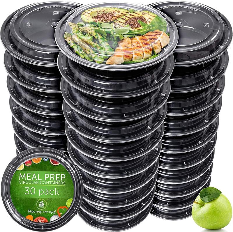 30 Pack Meal Prep Containers - 30 Pack of 24 Oz  BPA-free Plastic Food Storage Containers with Lids - Reusable Plastic Containers with Lids - Dishwasher Safe Lunch Containers