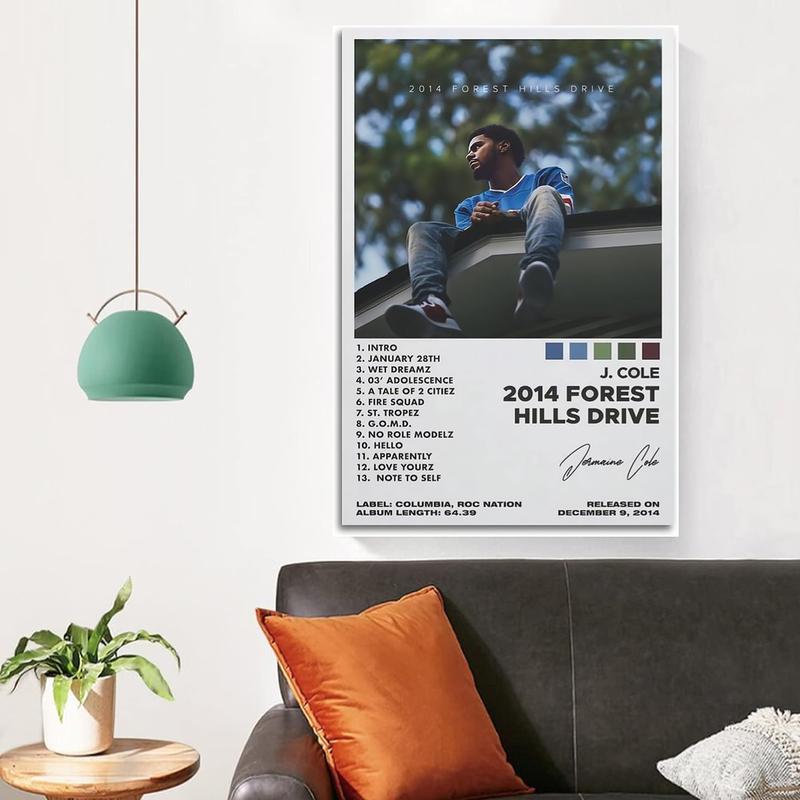 J Poster Cole 2014 Forest Hills Drive Music Album Cover Poster for Room Aesthetic Canvas Art Posters