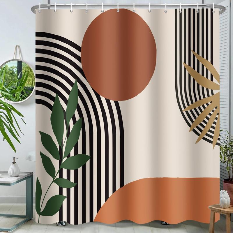 Boho Shower Curtain for Bathroom Mid Century Modern Bohemian Abstract Geometric Fabric Waterproof Bathroom Shower Curtains Set 72x72 Inch