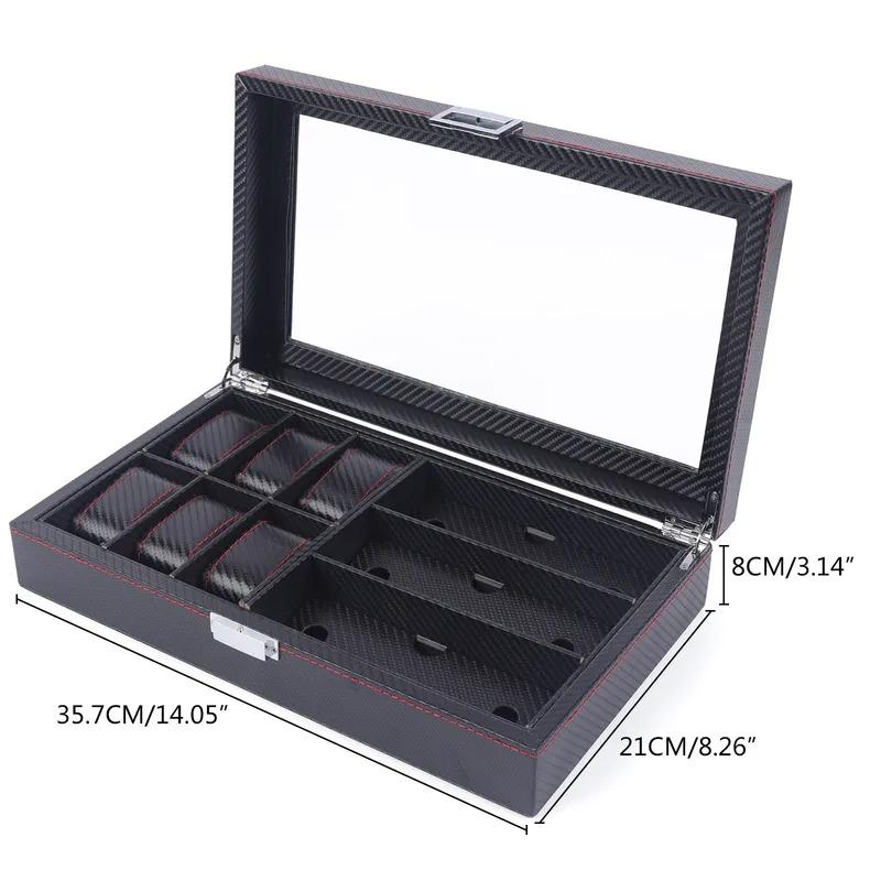 9 15 24 Grid Jewelry Collection Storage Holder Box Leather Watch Glasses Display Case Sunglasses Storage Holder