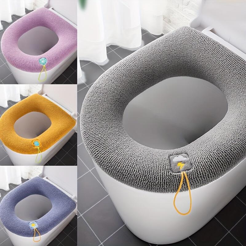 Cozy & Washable Toilet Seat Cover - Soft, Thick Spandex Cushion Mat for Winter Comfort - Fits Most Toilets - Available in Gray, Light Purple, Yellow, Purple, Blue, Christmas Halloween Gift Decoration