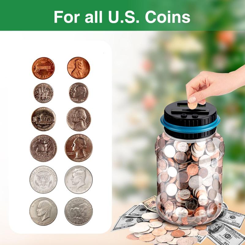 LCD Display Coin Bank，Large Capacity Savings Jar，Battery-Free，Adjustable Amount & Lock，Creative Coin Storage Box | Room Decor & Gifts