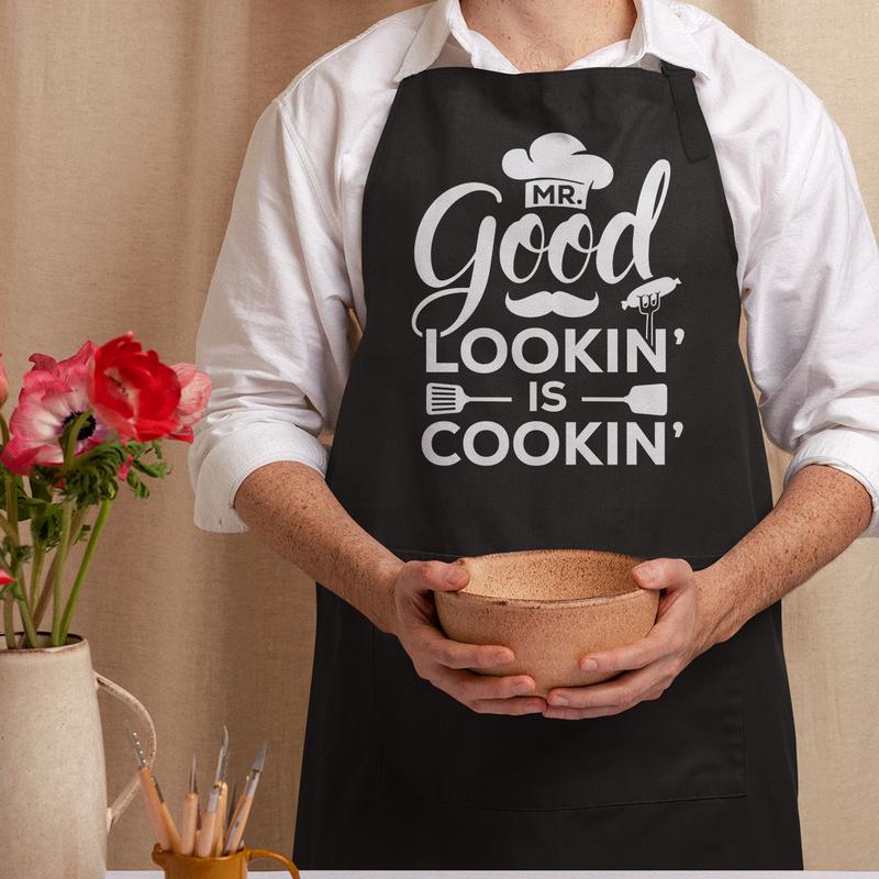 SANDJEST Funny Apron for Men BBQ Kitchen Cooking Aprons Mens Aprons with Pockets for Birthday Christmas Aprons Gifts for Dad Grandpa Boyfriend Husband