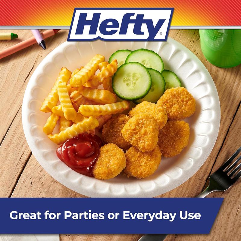 Hefty Everyday 9 Inch Foam Plates, White, 45 Count (Pack of 1) Reynolds Food Packaging