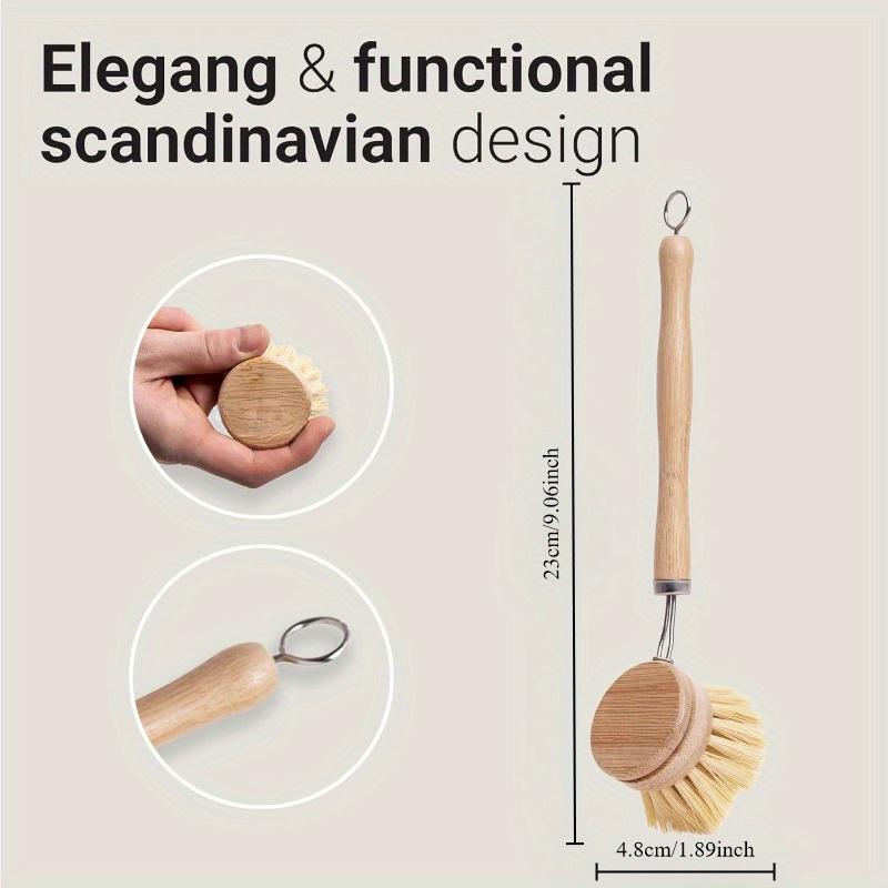 Bamboo Dishwashing Brushes Wooden Dishwashing Brushes Set Can Remove Stubborn Residual Stains Without Scratching Your Kitchen Utensils Easy To Use For Cleaning Kitchen and Dining Utensils Brush