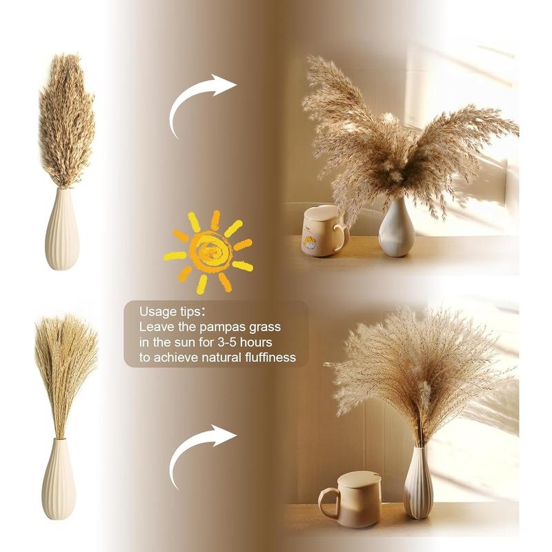 110 PCS Boho Pampas Grass Decor Reed Grass Dried Flowers and Bunny Tails Dried Flowers Natural Dried Pampas Grass Bouquet Pampass Grass for Boho Decor Wedding Home Decoration (5Styles)