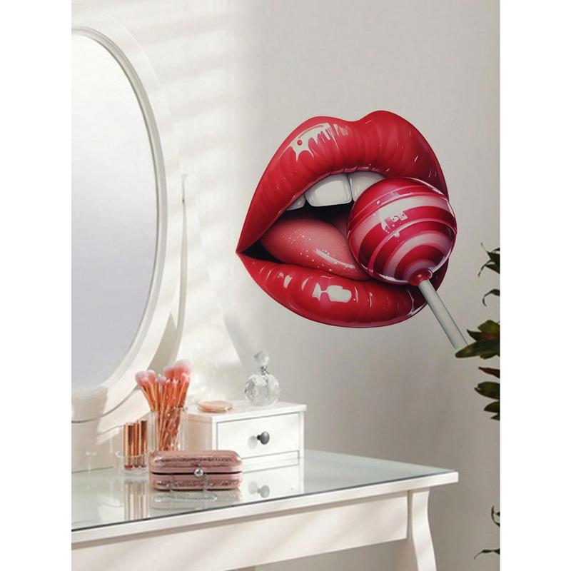 1Pc Leopard Print Sexy Lips Girl Wall Sticker For Bedroom Living Room Hallway Decoration floral pattern