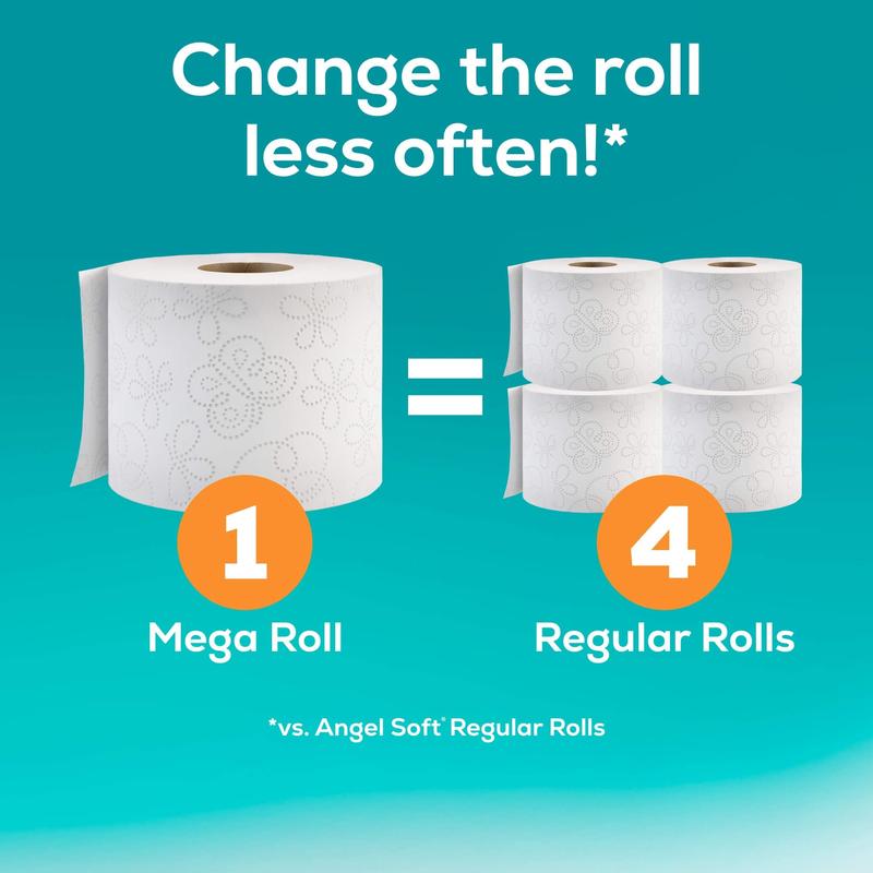 Soft Toilet Paper, 16 Mega Rolls = 64 Regular Rolls, Soft and Strong Toilet Tissue