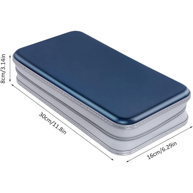 CD Case Holder, 80 Capacity CD DVD Case Holders Wallet Hard Plastic CD DVD Disc Cases Storage Binder for  Home Office Travel (Dark Blue)