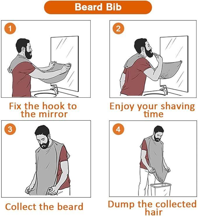 Beard Bib Beard Apron, Beard Gather，Shaving and Trimming, Non-Stick Grooming Cloth with 2 Suction Cups, Best Gifts for Men,Valentine's Day Gift