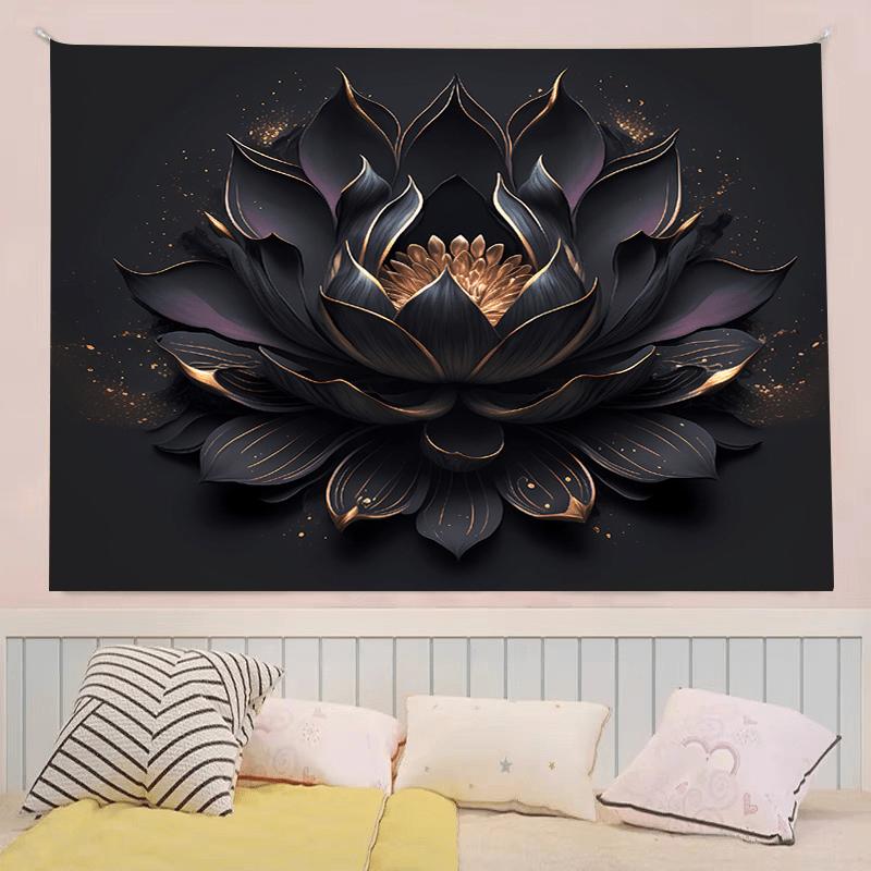 Black Lotus Tapestry, Black Tapestry For Bedroom Polyester Decoration For Bedroom Home Party Indoor And Outdoor Perfect Festival Gifts For Yourself And Your Friends